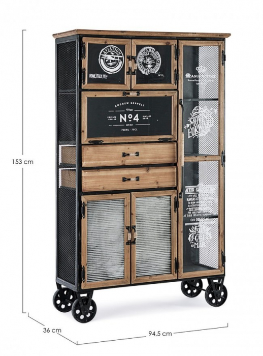 Dulap Liverpool, Metal, Negru, 94.5x36x153 [3]