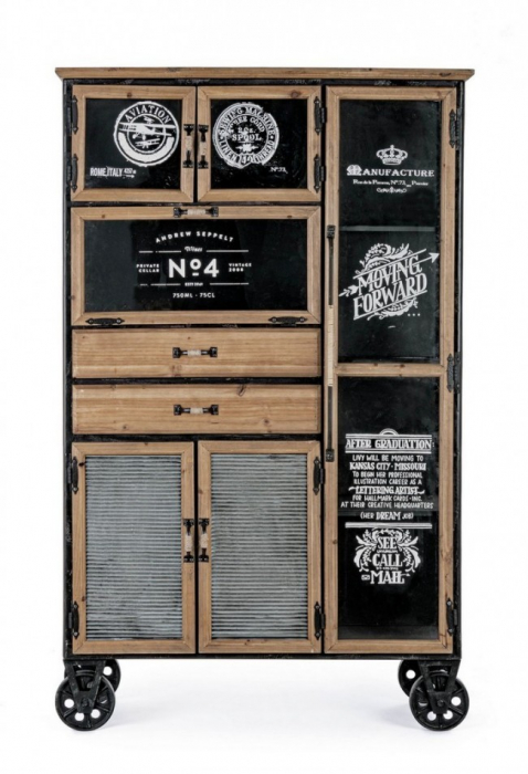 Dulap Liverpool, Metal, Negru, 94.5x36x153 [4]