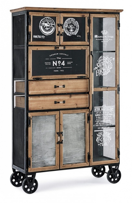 Dulap Liverpool, Metal, Negru, 94.5x36x153 [2]