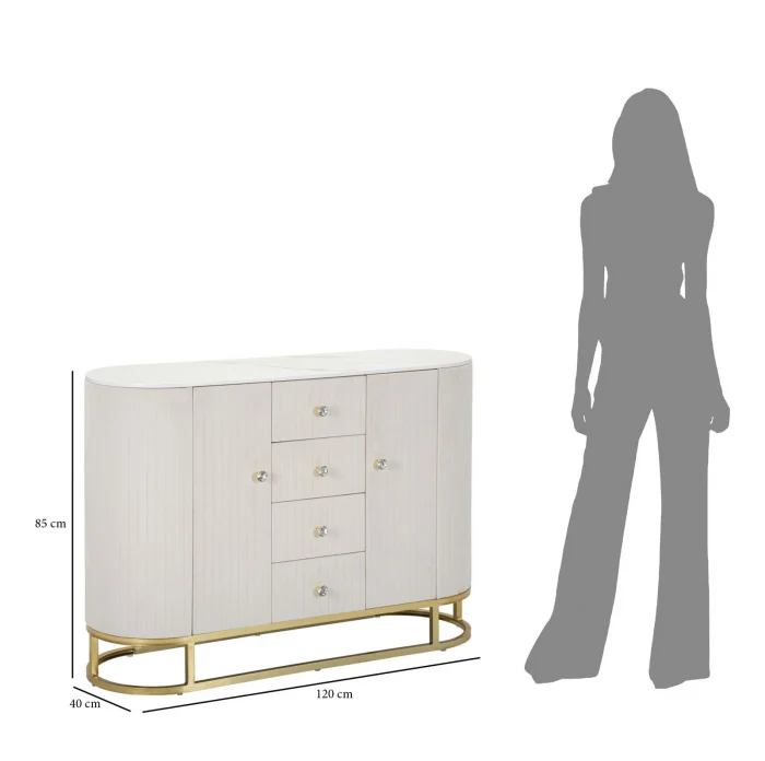 Dulap Montpellier, Fier/Lemn/Fibre sintetice, Crem/Auriu/Alb, 85x120x40 cm [2]