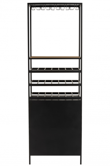 Dulap pentru bar, Lemn/Metal/Fier, Negru/Natural, 60x42.5x180 cm [4]