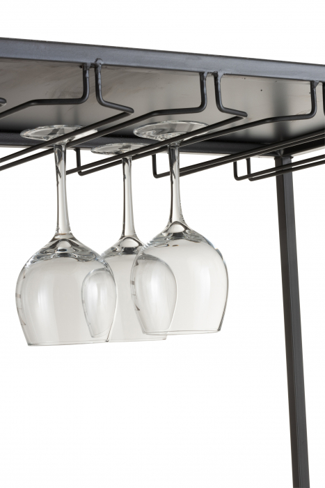 Dulap pentru bar, Lemn/Metal/Fier, Negru/Natural, 60x42.5x180 cm [7]