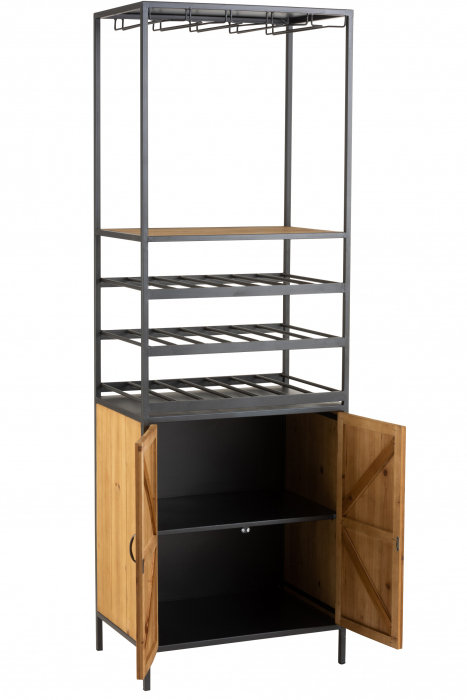 Dulap pentru bar, Lemn/Metal/Fier, Negru/Natural, 60x42.5x180 cm [8]