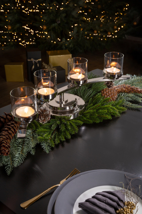 DUNJA, Suport lumânare pentru tea lights, inclusiv Pahare, nichel, 62x24x17,5 cm [2]