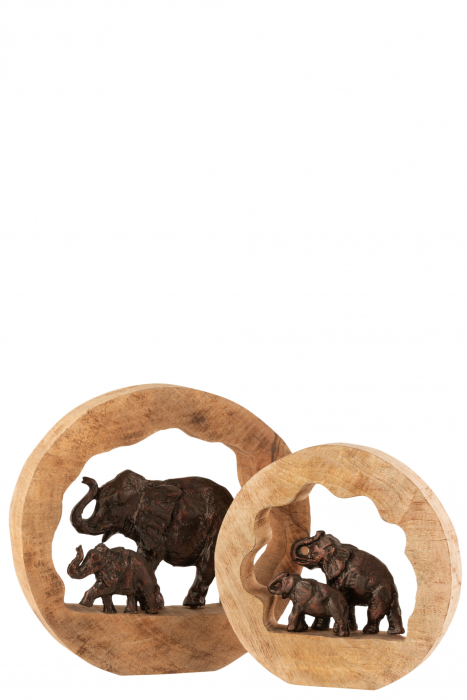 Decoratiune Elefant, Lemn, Bronz, 37x7.5x35 cm [2]