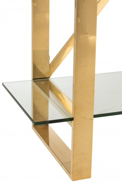 Biblioteca / Etajera cu 4 rafturi Cross, Metal/Sticla, Auriu, 150x40x180 cm [5]