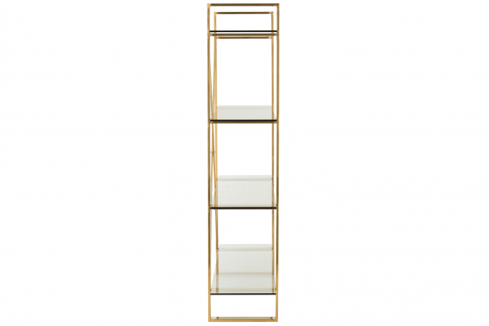 Biblioteca / Etajera cu 4 rafturi Cross, Metal/Sticla, Auriu, 150x40x180 cm [3]