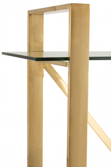 Biblioteca / Etajera cu 4 rafturi Cross, Metal/Sticla, Auriu, 150x40x180 cm [6]