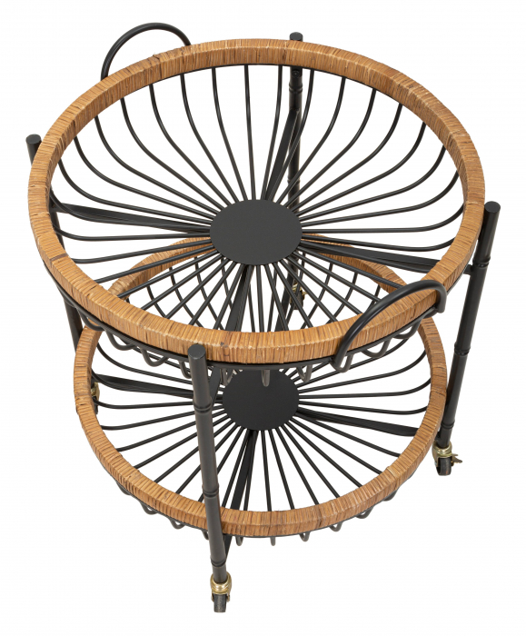 Etajera cu roti Cebu, Fier/Rattan, Multicolor, 62.5x57x55.5 cm [9]