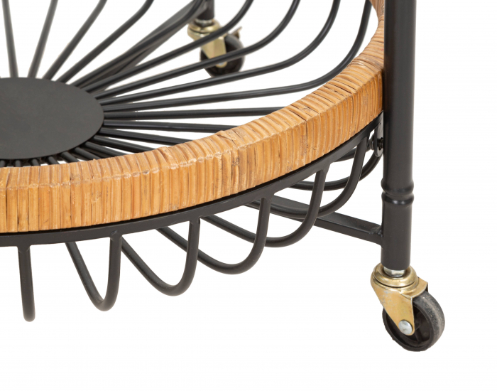 Etajera cu roti Cebu, Fier/Rattan, Multicolor, 62.5x57x55.5 cm [7]