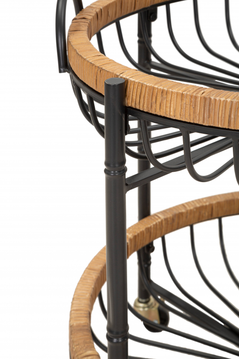 Etajera cu roti Cebu, Fier/Rattan, Multicolor, 62.5x57x55.5 cm [4]