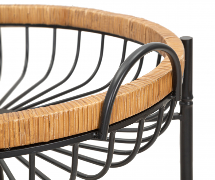 Etajera cu roti Cebu, Fier/Rattan, Multicolor, 62.5x57x55.5 cm [8]