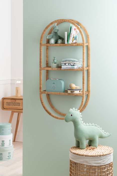 Etajera de perete cu 3 rafturi, Ratan/Bambus, Natural, 56x19.5x110 cm [8]