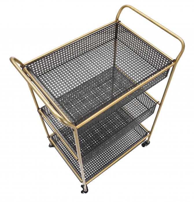 Etajera cu roti Fashion, Fier, Negru/Auriu, 81x56x37 cm [6]