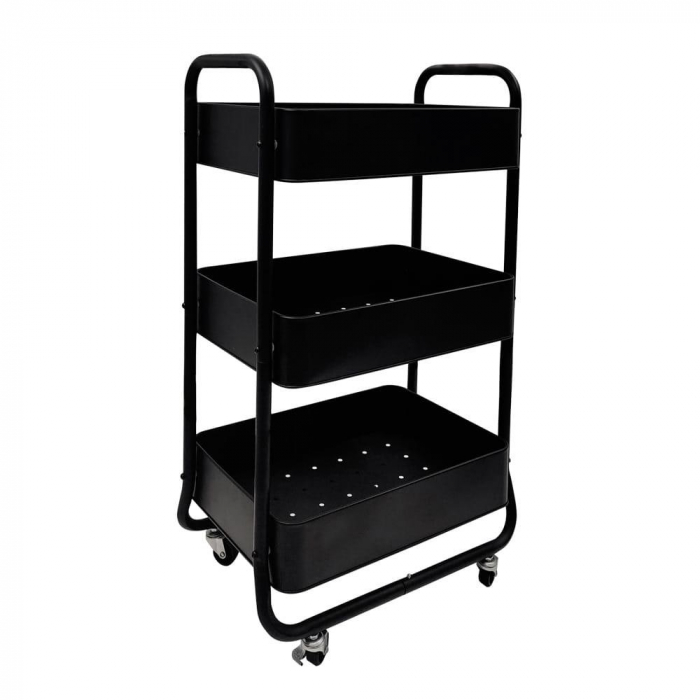 Etajera pe roti CLEVER 2, metal, negru [2]