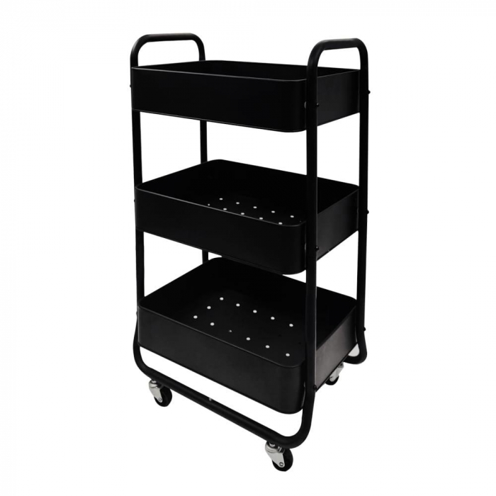 Etajera pe roti CLEVER 2, metal, negru [4]