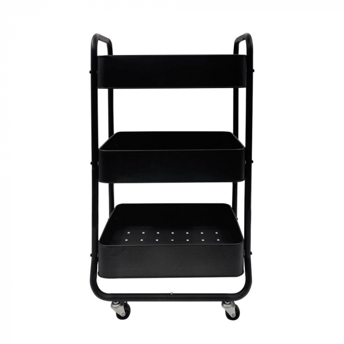 Etajera pe roti CLEVER 2, metal, negru [6]