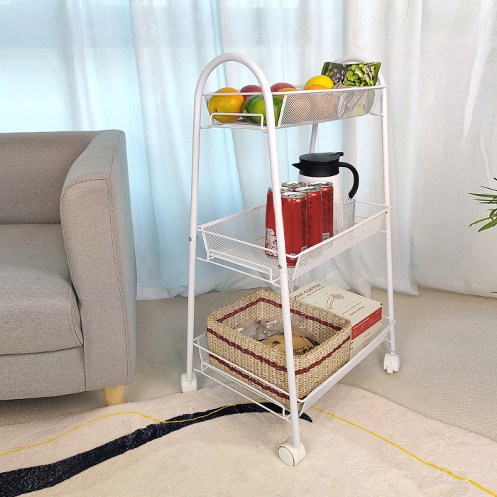 Etajera pe roti CLEVER, metal, alb [2]