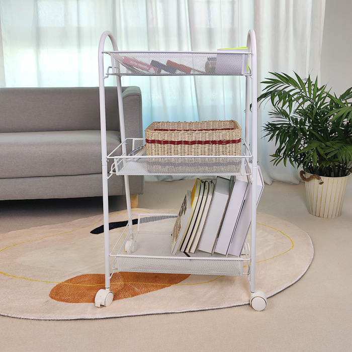 Etajera pe roti CLEVER, metal, alb [3]