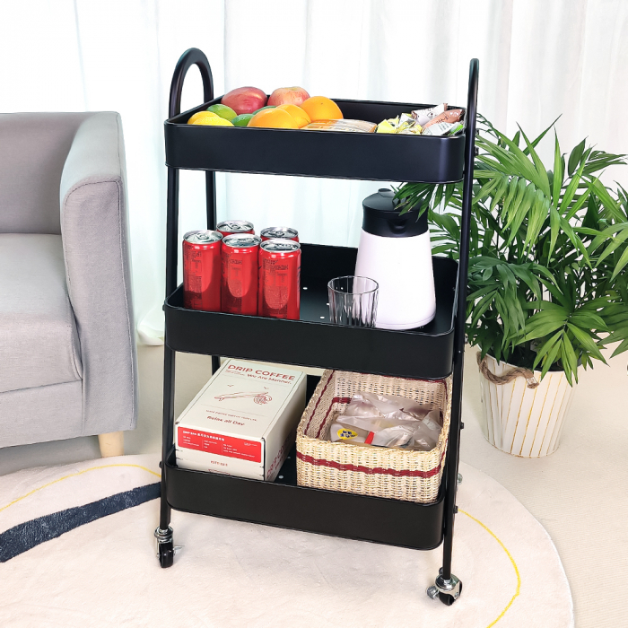 Etajera pe roti CLEVER, metal, negru [2]