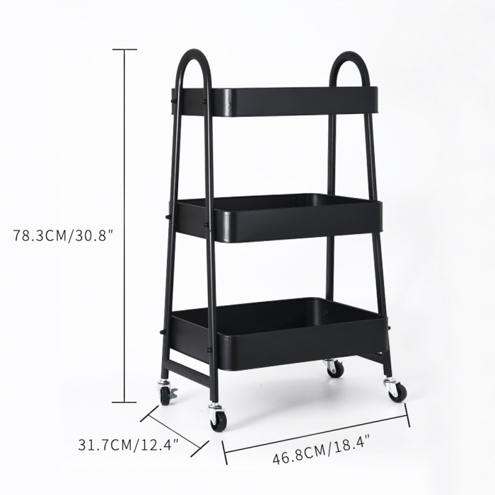 Etajera pe roti CLEVER, metal, negru [4]