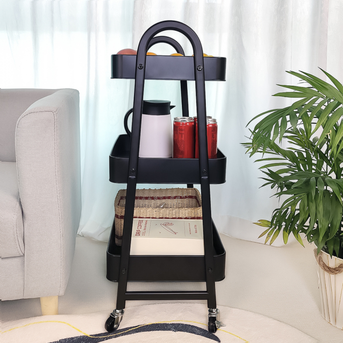 Etajera pe roti CLEVER, metal, negru [3]