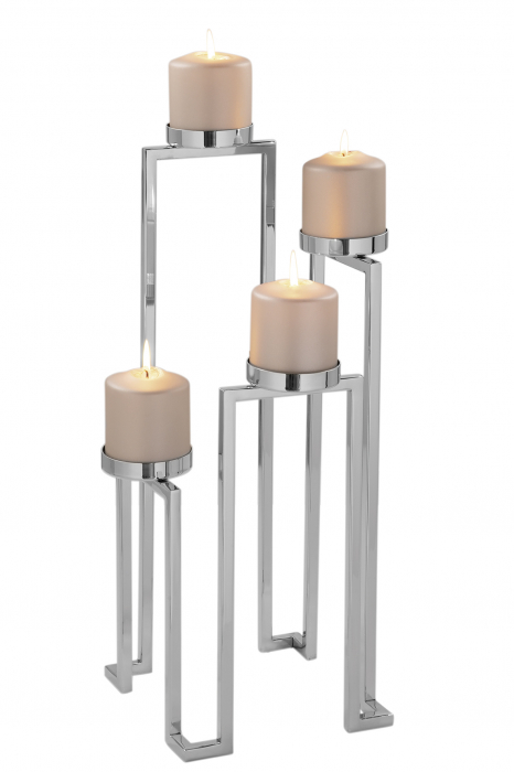 EZ-GRANT, Suport de lumanari pentru 4 lumanari, nichel, fara sticlă, h.56,d.22 cm [2]