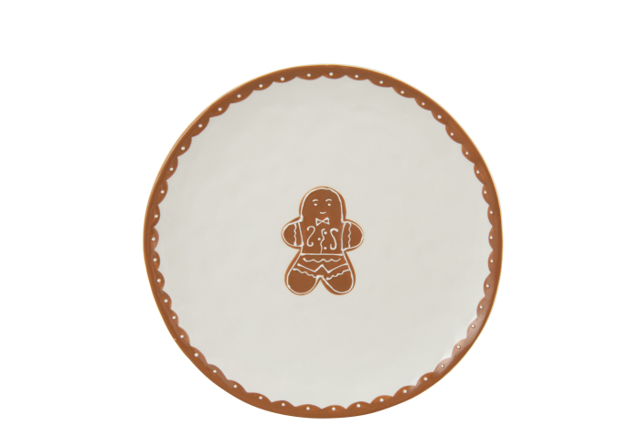 Farfurie rotunda Ginger, dolomit, alb/caramel | L 27X l 27X H 2.5 cm [3]