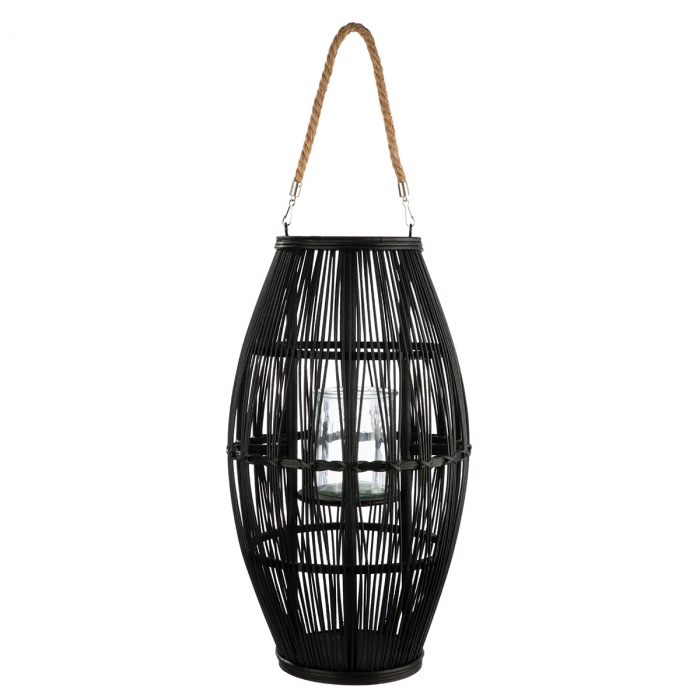 Felinar, Con, Bambus, negru, PU 1, H 60 cm, D 32 cm [2]