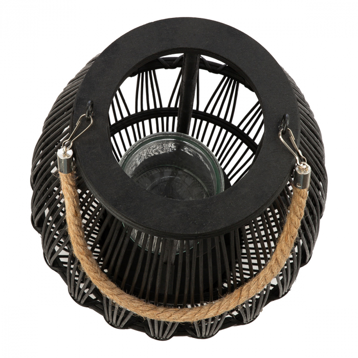 Felinar, Con, Bambus, negru, PU 2, H 50 cm, D 29 cm [3]