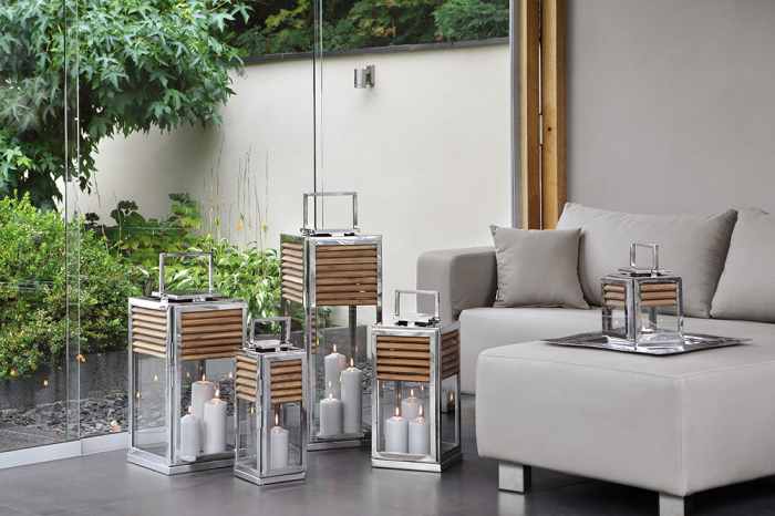 Felinar GENUA, otel inoxidabil/lemn/sticla, 30 x 30 x 80 cm [2]