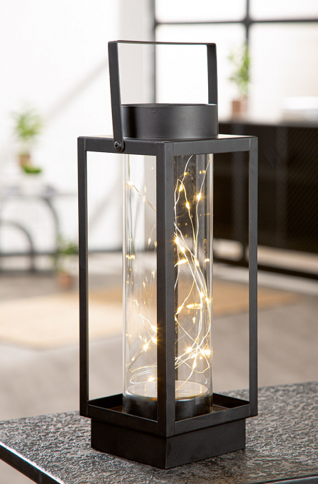 Felinar (LED), dreptunghiular, Metal, negru, PU 4, L. 11 cm, l 12 cm, H 30 cm [3]