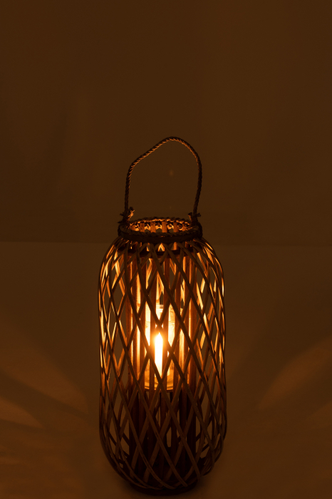 Decoratiune Felinar, Lemn, Gri, 32x32x66 cm [3]