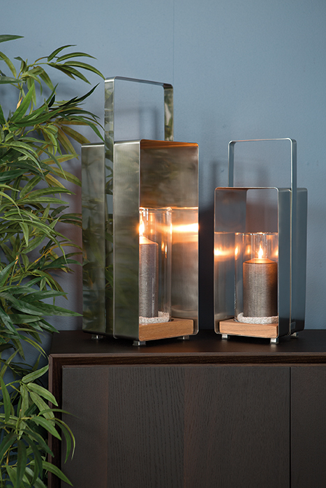 Felinar MAGNUS, inox/sticla/lemn, 59 x 19 x 19 cm, Fink [2]