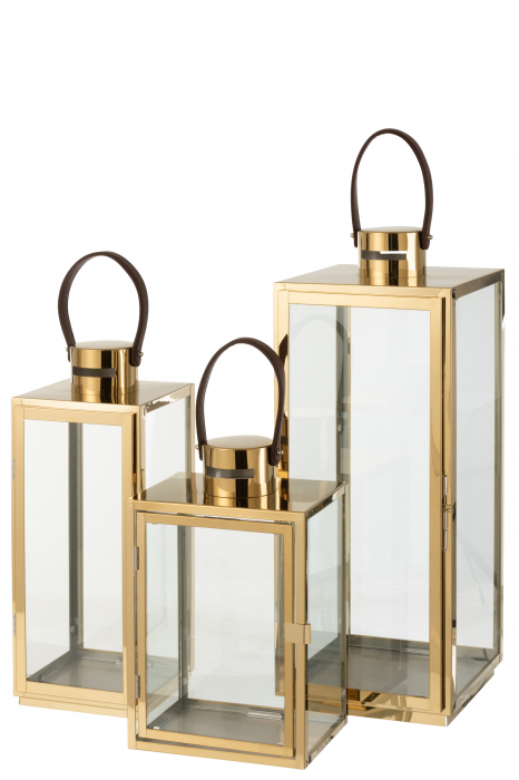 Felinar, Metal, Auriu, 22.5x21x65 cm [3]