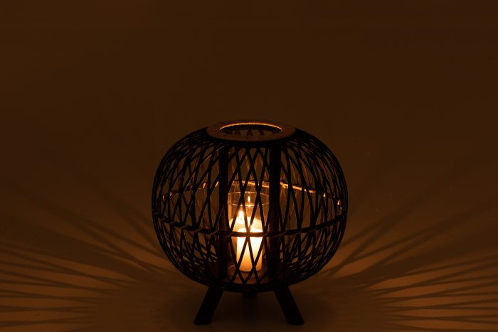 Felinar, Rachita/Bambus, Negru, 38x38x39 cm [3]