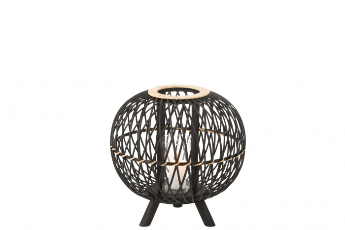 Felinar, Rachita/Bambus, Negru, 38x38x39 cm [2]