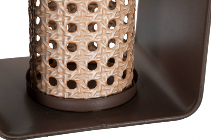 Felinar Rattan, Lemn/Fier/Sticla, Multicolor, 20x16x13 cm [3]