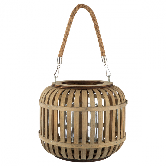 Felinar, rotund, Bambus, culori naturale, PU 3, H 17 cm, D 21 cm [2]
