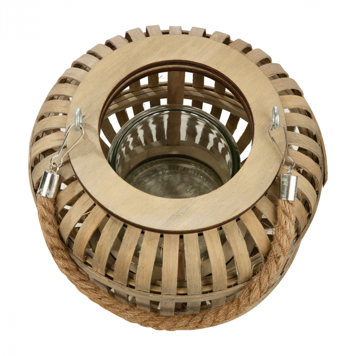 Felinar, rotund, Bambus, culori naturale, PU 3, H 17 cm, D 21 cm [3]