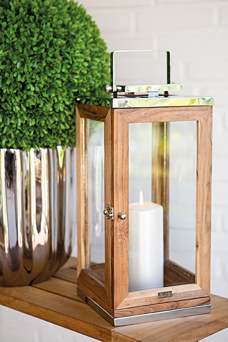 Felinar TOLEDO, otel inoxidabil/lemn/sticla, 20 x 20 x 43 cm [3]