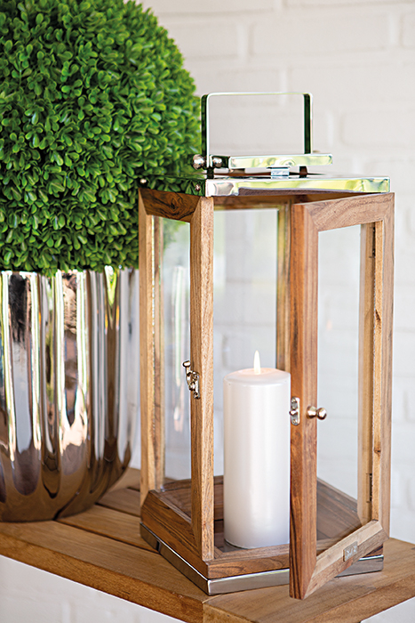 Felinar TOLEDO, otel inoxidabil/lemn/sticla, 20 x 20 x 43 cm [4]