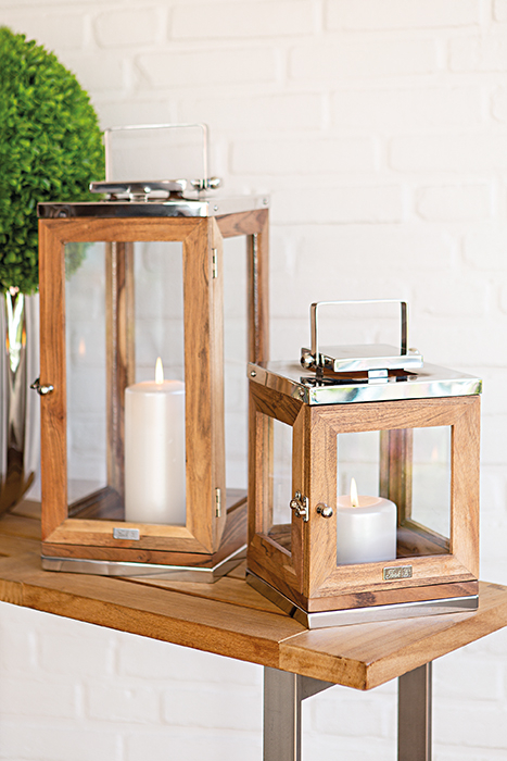 Felinar TOLEDO, otel inoxidabil/lemn/sticla, 20 x 20 x 43 cm [2]