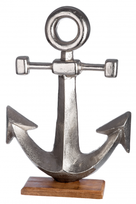 Figurina anchor Maritim, lemn/aluminiu, argintiu/maro, 40x56x10 cm [2]