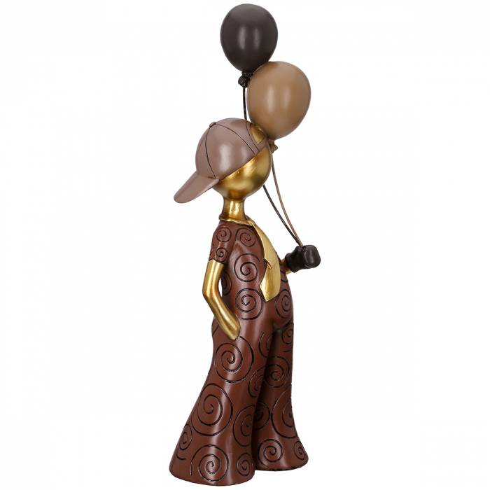 Figurină, Băiat, Motiv cravată, Rășină sintetică, maro, PU 1, L. 9 cm, L. 13 cm, H 43 cm [4]