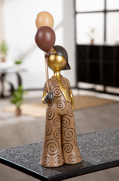 Figurină, Băiat, Motiv cravată, Rășină sintetică, maro, PU 2, L. 10 cm, L. 11 cm, H 38 cm [5]