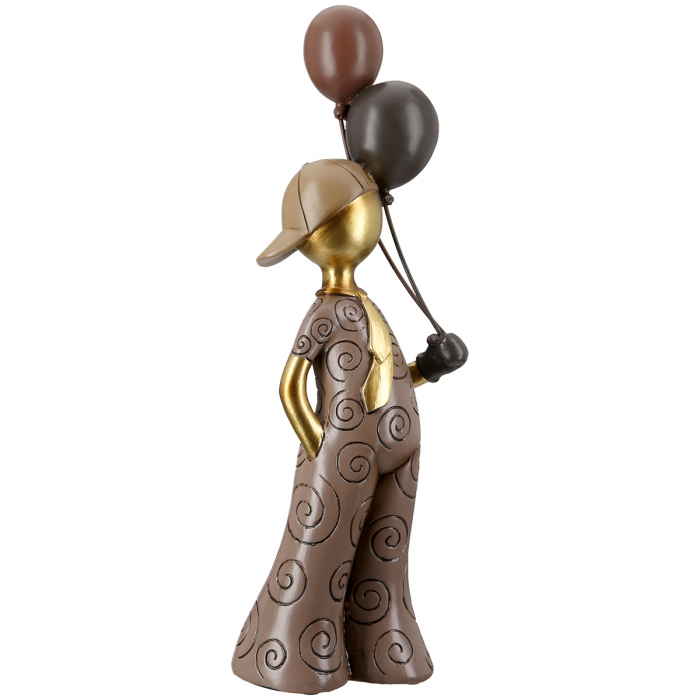 Figurină, Băiat, Motiv cravată, Rășină sintetică, maro, PU 2, L. 8 cm, L. 10 cm, H 33 cm [4]