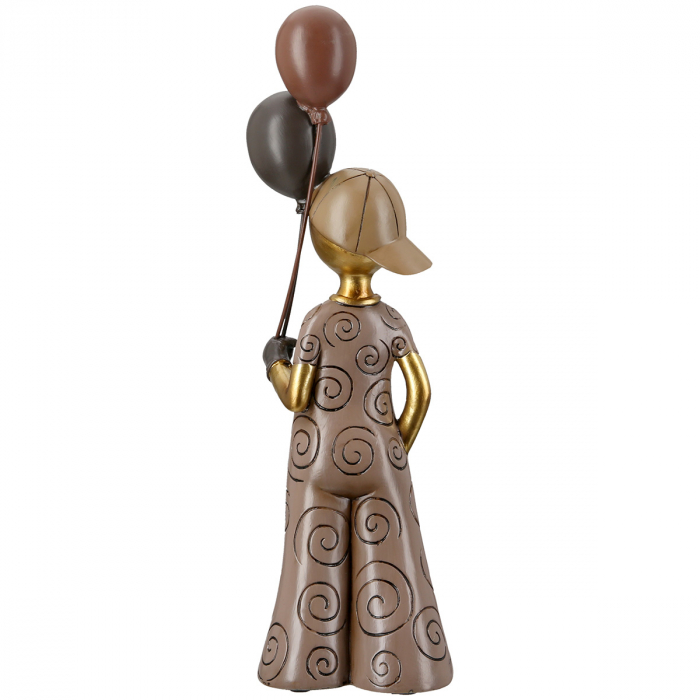 Figurină, Băiat, Motiv cravată, Rășină sintetică, maro, PU 2, L. 8 cm, L. 10 cm, H 33 cm [3]