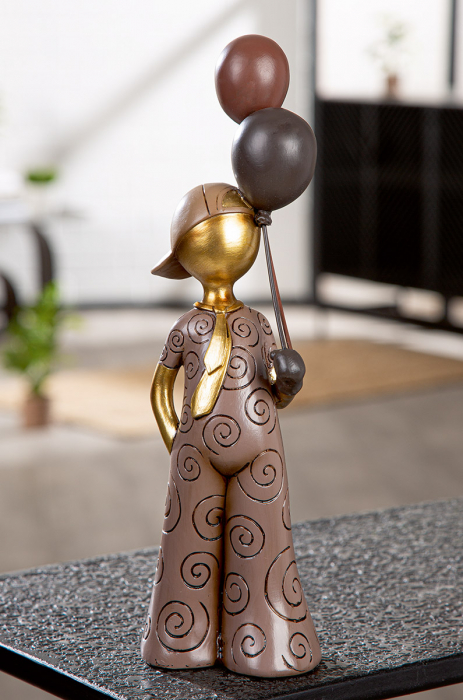 Figurină, Băiat, Motiv cravată, Rășină sintetică, maro, PU 2, L. 8 cm, L. 10 cm, H 33 cm [5]