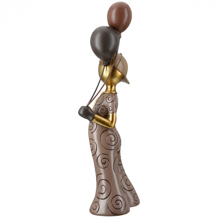 Figurină, Băiat, Motiv cravată, Rășină sintetică, maro, PU 2, L. 8 cm, L. 10 cm, H 33 cm [2]